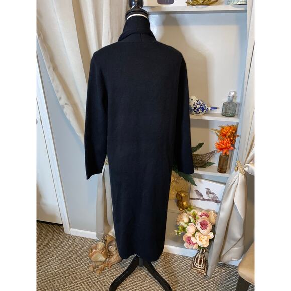 NWT $268 Black size Large Open Thick Heavy Long Sleeve Sweater with Pockets - Picture 5 of 12